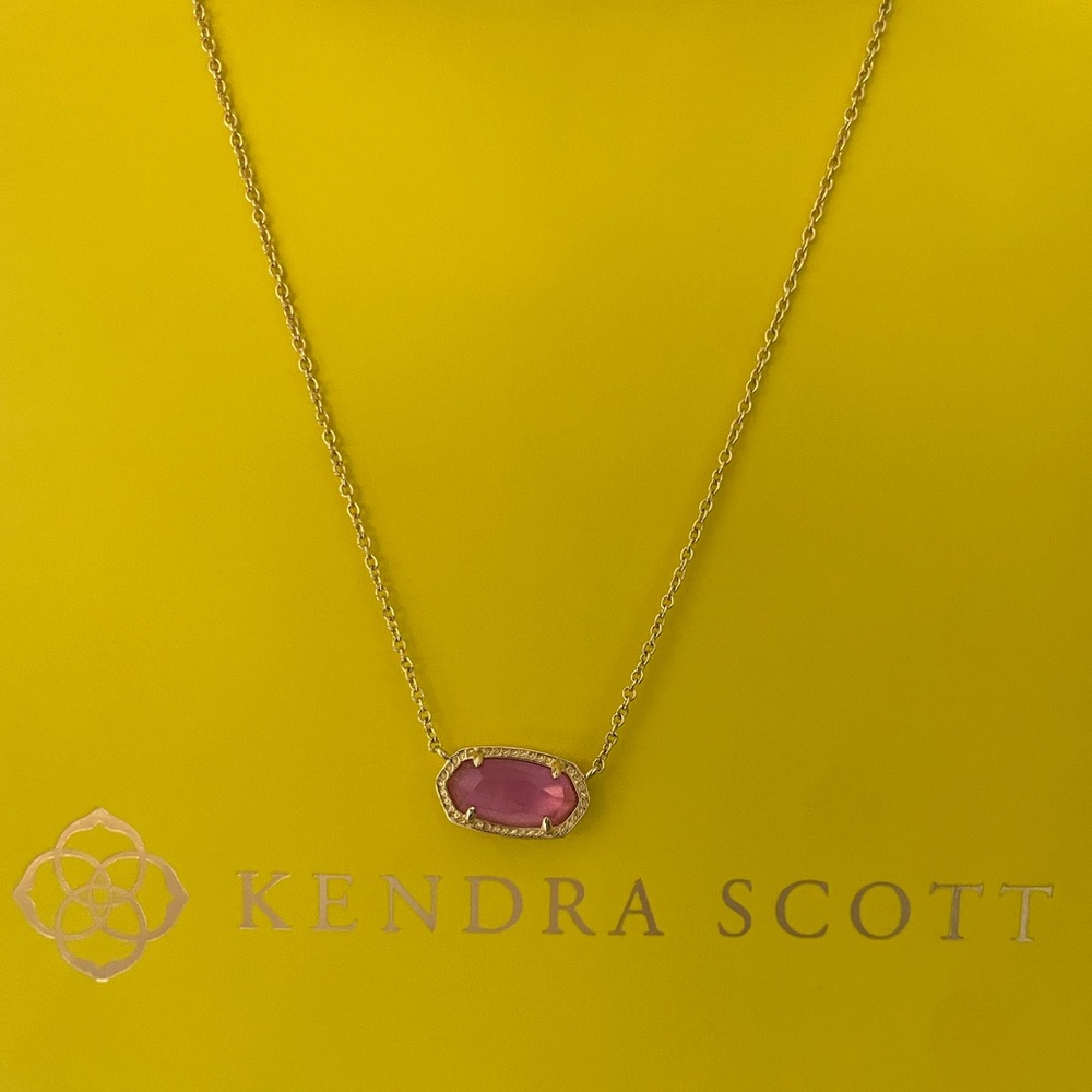 Pink Kendra Scott Elisa Gold Pendant Necklace